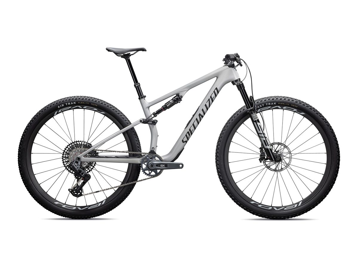 Specialized Epic 8 Expert XC mountain bike, side profile on white background